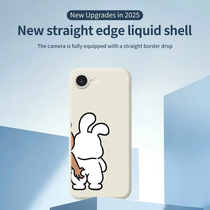 For iPhone 17e / 16e Case Pinch Rabbit Butt Pattern Printing Straight Edge TPU Phone Back Cover - Beige - 3