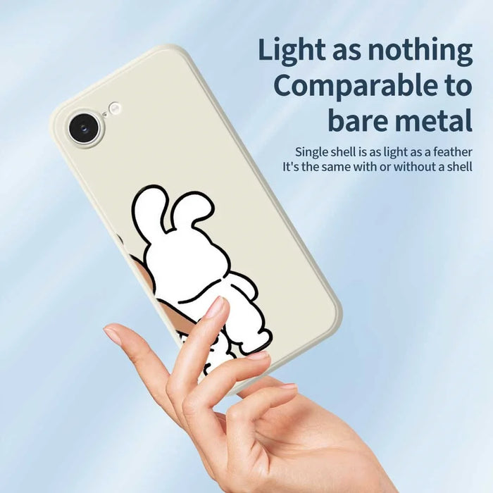 For iPhone 17e / 16e Case Pinch Rabbit Butt Pattern Printing Straight Edge TPU Phone Back Cover - Beige - 4