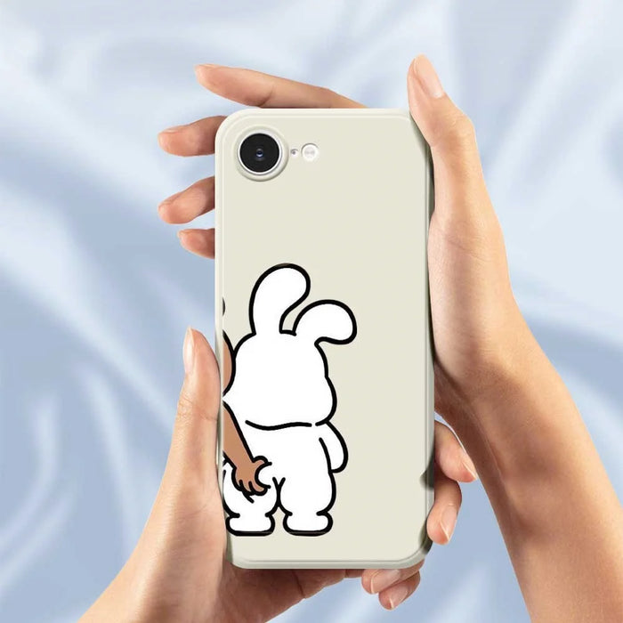 For iPhone 17e / 16e Case Pinch Rabbit Butt Pattern Printing Straight Edge TPU Phone Back Cover - Beige - 5