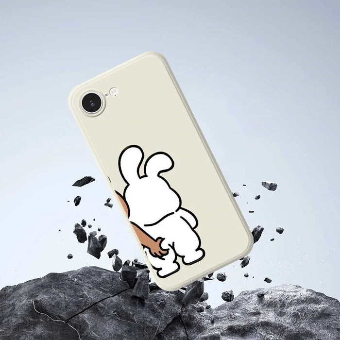 For iPhone 17e / 16e Case Pinch Rabbit Butt Pattern Printing Straight Edge TPU Phone Back Cover - Beige - 6