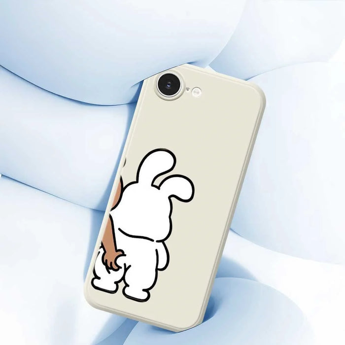 For iPhone 17e / 16e Case Pinch Rabbit Butt Pattern Printing Straight Edge TPU Phone Back Cover - Beige - 7