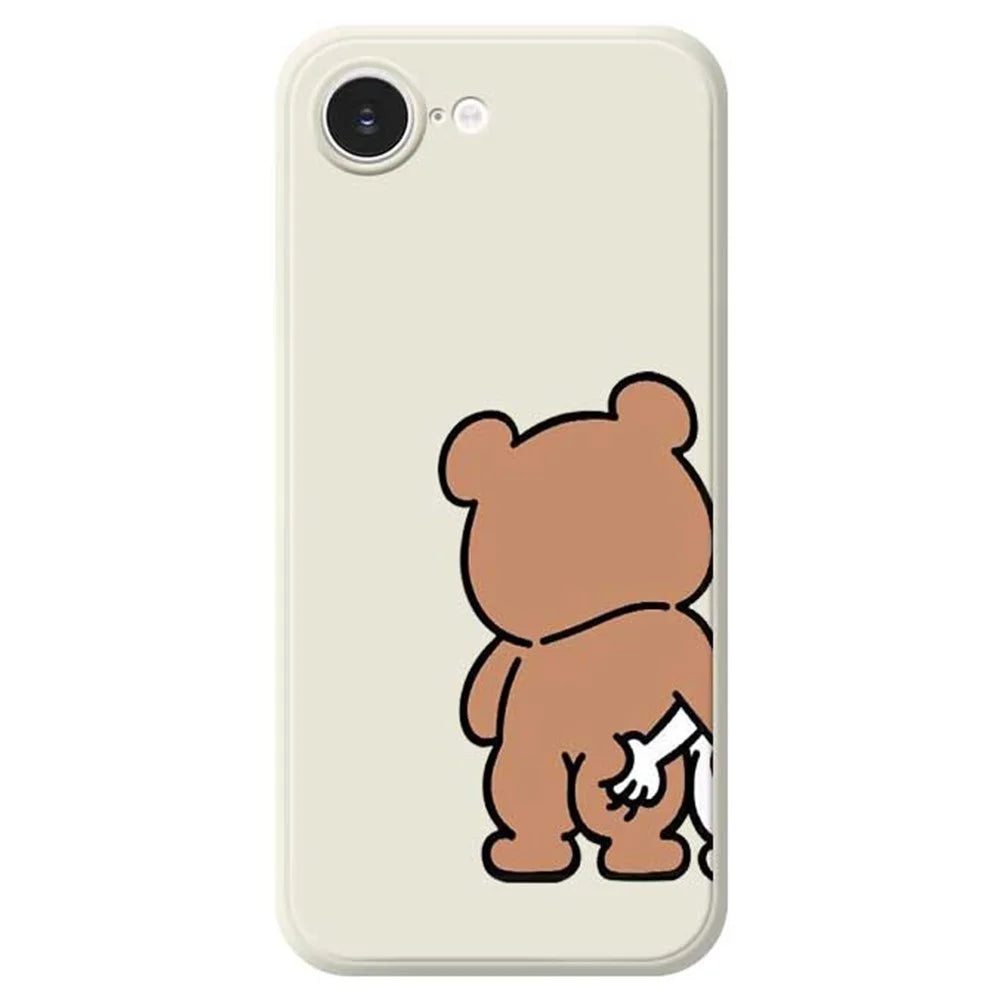 For iPhone 17e / 16e Case Pinch Bear Butt Pattern Printing Straight Edge TPU Phone Back Cover - Beige - 1