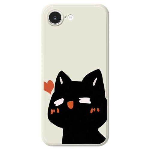 For iPhone 17e / 16e Case Cute Love Cat Pattern Printing Straight Edge TPU Phone Back Cover - Beige - 1