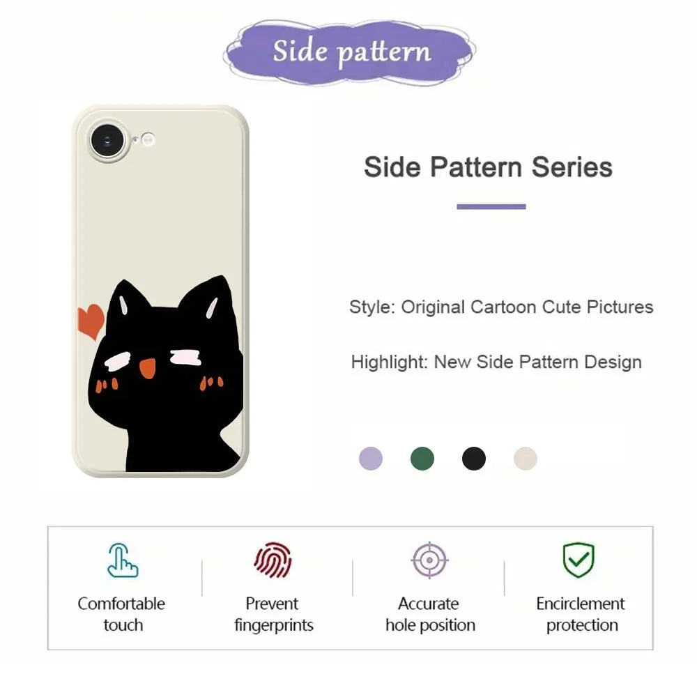 For iPhone 17e / 16e Case Cute Love Cat Pattern Printing Straight Edge TPU Phone Back Cover - Beige - 2