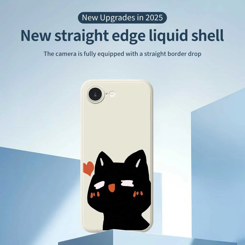 For iPhone 17e / 16e Case Cute Love Cat Pattern Printing Straight Edge TPU Phone Back Cover - Beige - 3