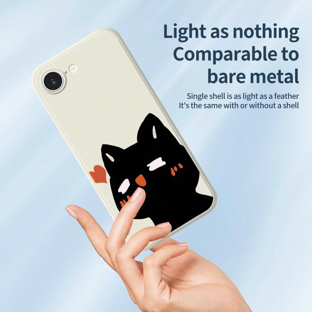 For iPhone 17e / 16e Case Cute Love Cat Pattern Printing Straight Edge TPU Phone Back Cover - Beige - 4