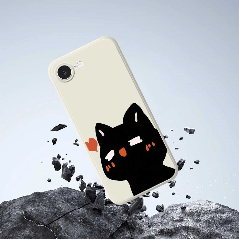 For iPhone 17e / 16e Case Cute Love Cat Pattern Printing Straight Edge TPU Phone Back Cover - Beige - 6