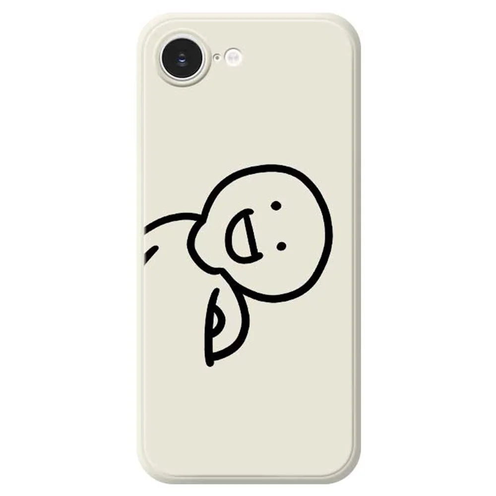 For iPhone 17e / 16e Case Cute Tilted Head Pattern Printing Straight Edge TPU Phone Back Cover - Beige - 1