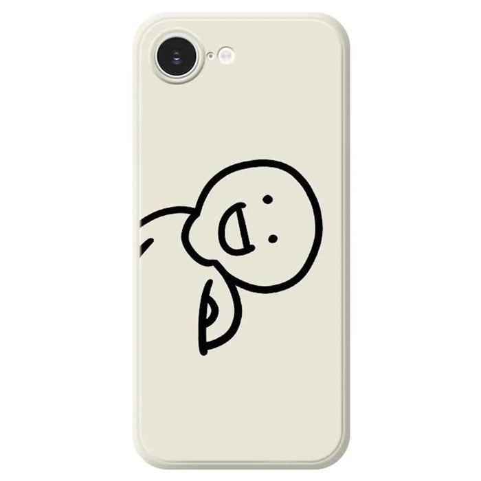 For iPhone 17e / 16e Case Cute Tilted Head Pattern Printing Straight Edge TPU Phone Back Cover - Beige - 1