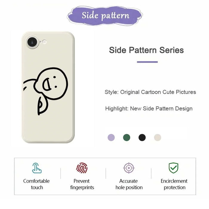 For iPhone 17e / 16e Case Cute Tilted Head Pattern Printing Straight Edge TPU Phone Back Cover - Beige - 2