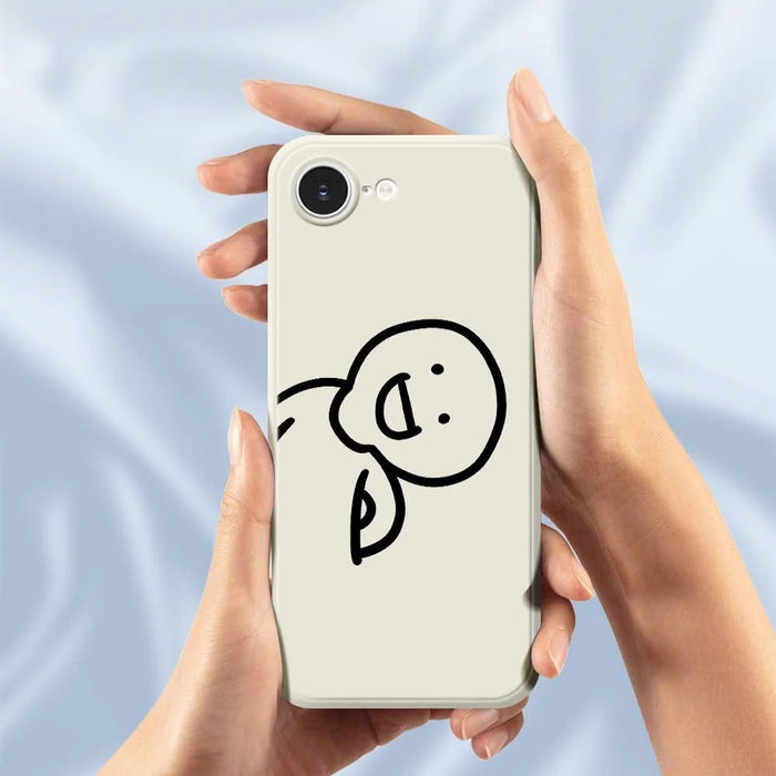 For iPhone 17e / 16e Case Cute Tilted Head Pattern Printing Straight Edge TPU Phone Back Cover - Beige - 5