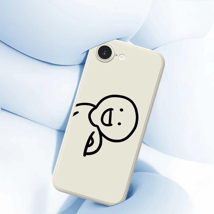 For iPhone 17e / 16e Case Cute Tilted Head Pattern Printing Straight Edge TPU Phone Back Cover - Beige - 6