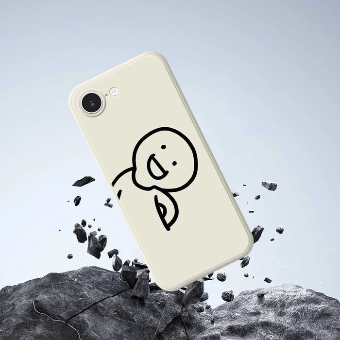 For iPhone 17e / 16e Case Cute Tilted Head Pattern Printing Straight Edge TPU Phone Back Cover - Beige - 7