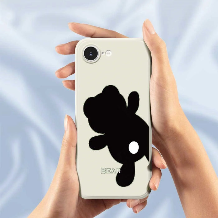 For iPhone 17e / 16e Case Black Bear Back Pattern Printing Straight Edge TPU Phone Back Cover - Beige - 5