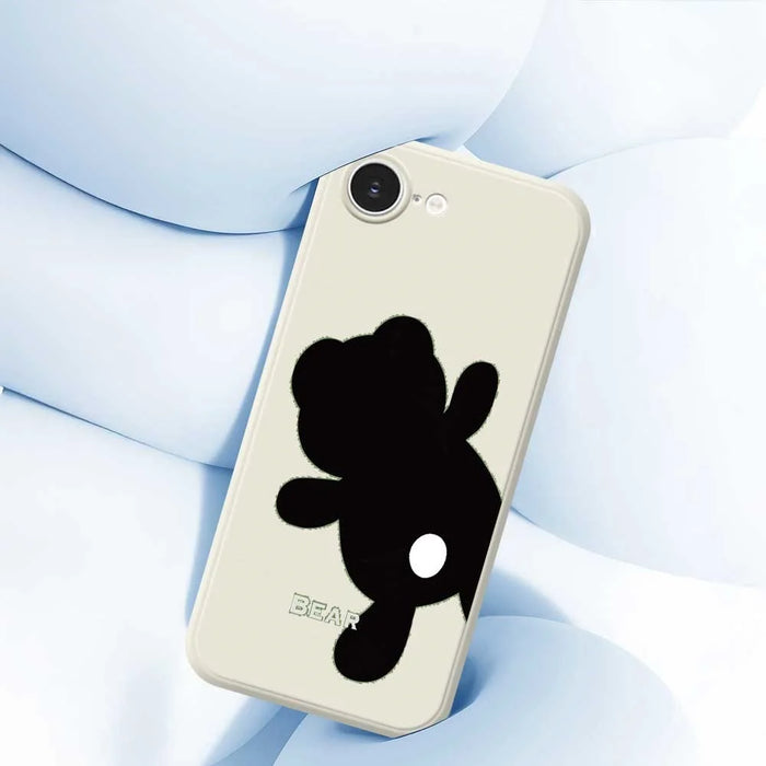 For iPhone 17e / 16e Case Black Bear Back Pattern Printing Straight Edge TPU Phone Back Cover - Beige - 7