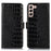 For Samsung Galaxy S23+ Crocodile Texture Wallet Flip Cover Genuine Cowhide Leather Stand RFID Blocking Magnetic Phone Case - Black - 1