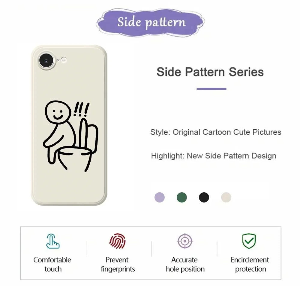 For iPhone 17e / 16e Case Sitting on the Toilet Pattern Printing Straight Edge TPU Phone Back Cover - Beige - 2