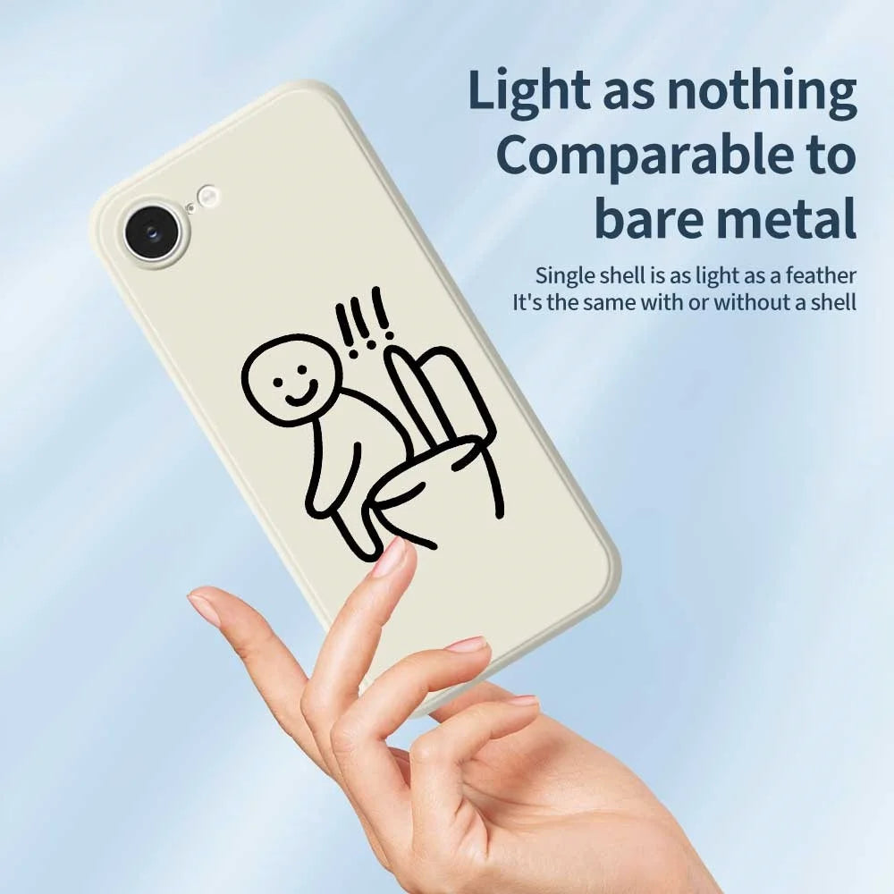 For iPhone 17e / 16e Case Sitting on the Toilet Pattern Printing Straight Edge TPU Phone Back Cover - Beige - 4