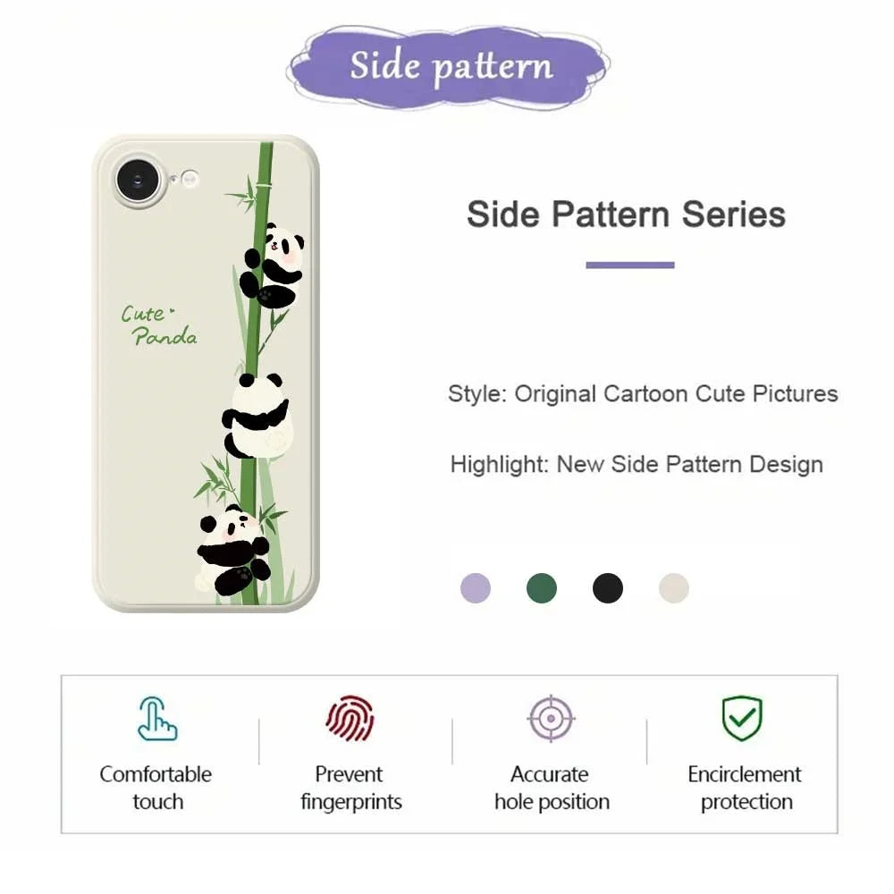 For iPhone 17e / 16e Case Panda Climbing Bamboo Pattern Printing Straight Edge TPU Phone Back Cover - Beige - 2