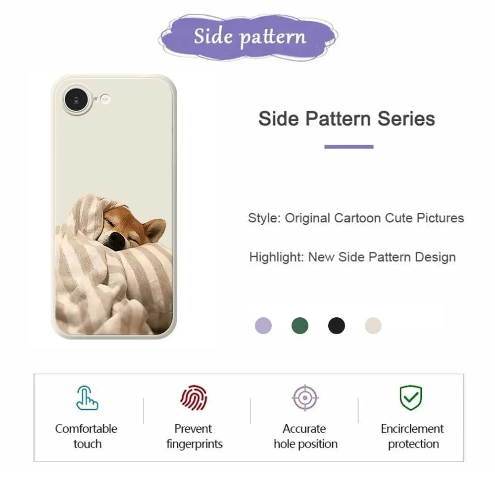 For iPhone 17e / 16e Case Wrapped Dog Pattern Printing Straight Edge TPU Phone Back Cover - Beige - 2