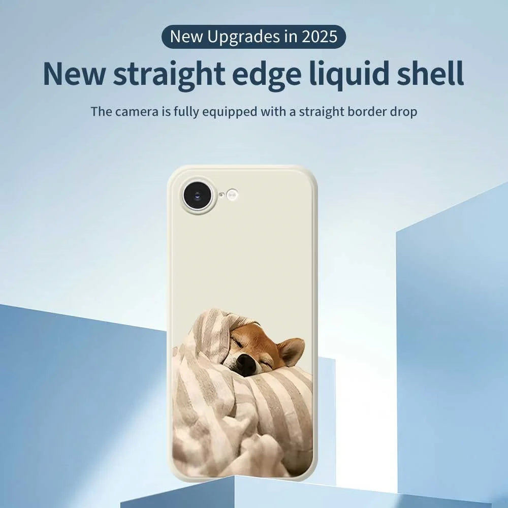 For iPhone 17e / 16e Case Wrapped Dog Pattern Printing Straight Edge TPU Phone Back Cover - Beige - 3