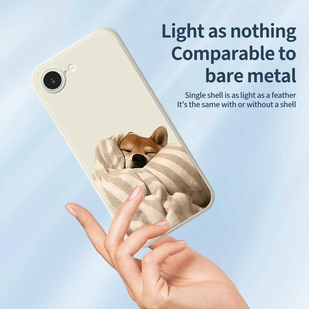 For iPhone 17e / 16e Case Wrapped Dog Pattern Printing Straight Edge TPU Phone Back Cover - Beige - 4