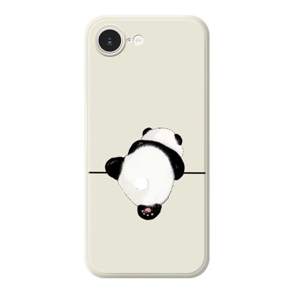 For iPhone 17e / 16e Case Panda Back Pattern Printing Straight Edge TPU Phone Back Cover - Beige - 1