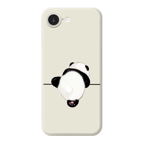 For iPhone 17e / 16e Case Panda Back Pattern Printing Straight Edge TPU Phone Back Cover - Beige - 1