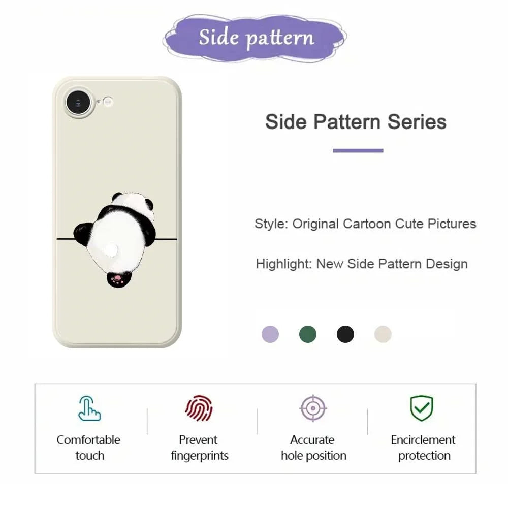 For iPhone 17e / 16e Case Panda Back Pattern Printing Straight Edge TPU Phone Back Cover - Beige - 2