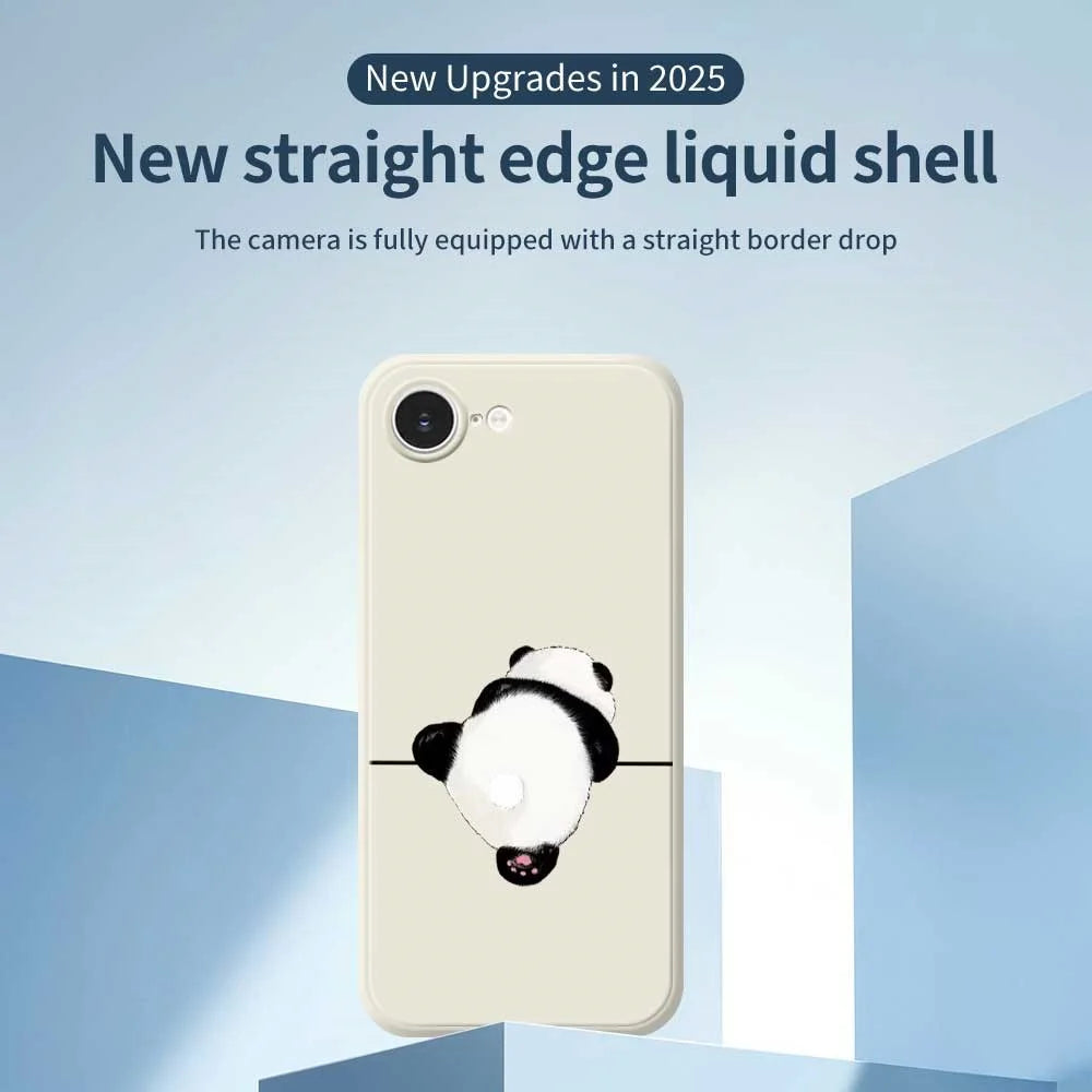 For iPhone 17e / 16e Case Panda Back Pattern Printing Straight Edge TPU Phone Back Cover - Beige - 3