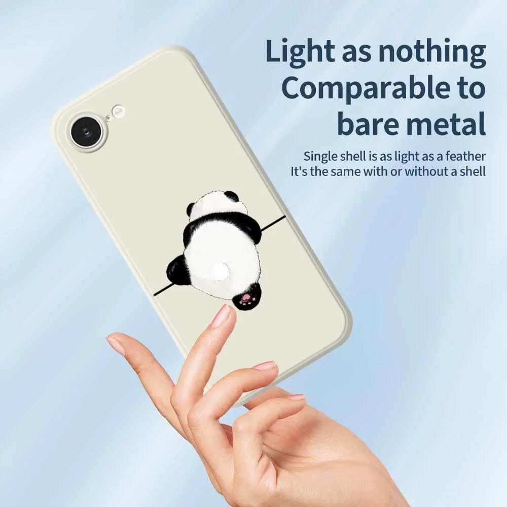 For iPhone 17e / 16e Case Panda Back Pattern Printing Straight Edge TPU Phone Back Cover - Beige - 4