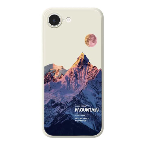 For iPhone 17e / 16e Case Blue Snow Mountain Pattern Printing Straight Edge TPU Phone Back Cover - Beige - 1