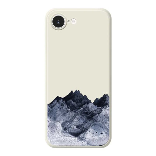 For iPhone 17e / 16e Case Black Mountain Pattern Printing Straight Edge TPU Phone Back Cover - Beige - 1