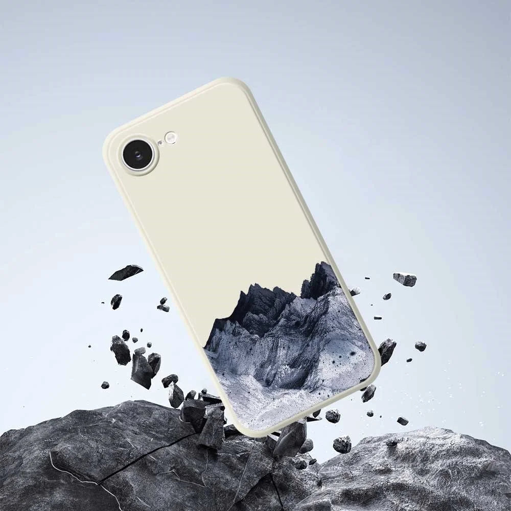 For iPhone 17e / 16e Case Black Mountain Pattern Printing Straight Edge TPU Phone Back Cover - Beige - 5