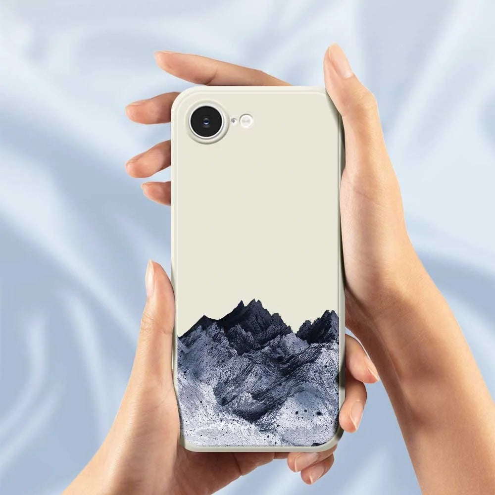 For iPhone 17e / 16e Case Black Mountain Pattern Printing Straight Edge TPU Phone Back Cover - Beige - 6