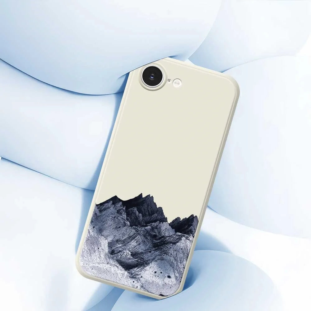 For iPhone 17e / 16e Case Black Mountain Pattern Printing Straight Edge TPU Phone Back Cover - Beige - 7
