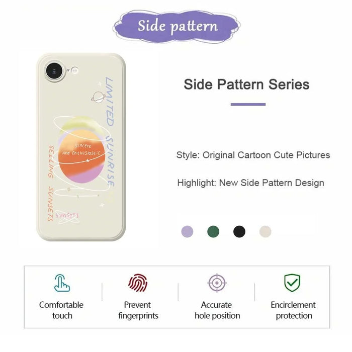 For iPhone 17e / 16e Case Planet Pattern Printing Straight Edge TPU Phone Back Cover - Beige - 2