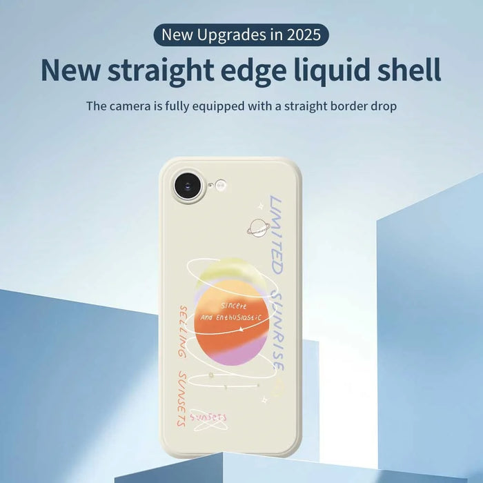 For iPhone 17e / 16e Case Planet Pattern Printing Straight Edge TPU Phone Back Cover - Beige - 3