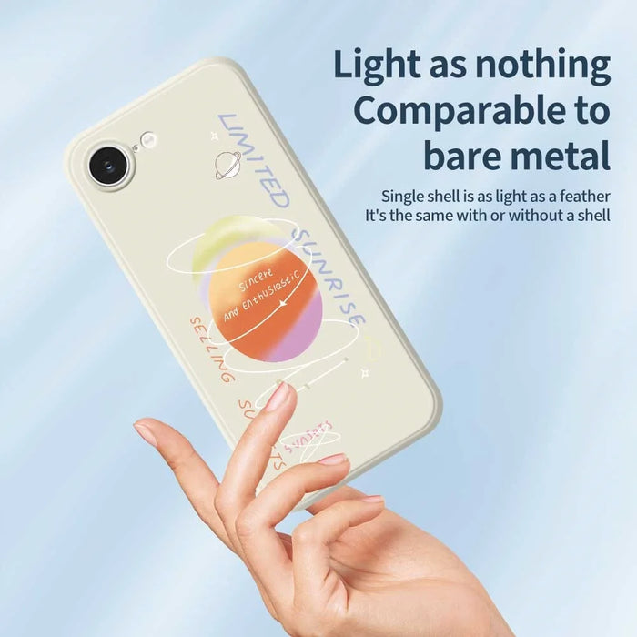 For iPhone 17e / 16e Case Planet Pattern Printing Straight Edge TPU Phone Back Cover - Beige - 4