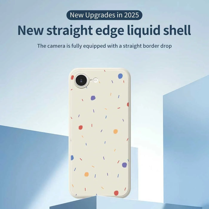 For iPhone 17e / 16e Case Colorful Dots Pattern Printing Straight Edge TPU Phone Back Cover - Beige - 2
