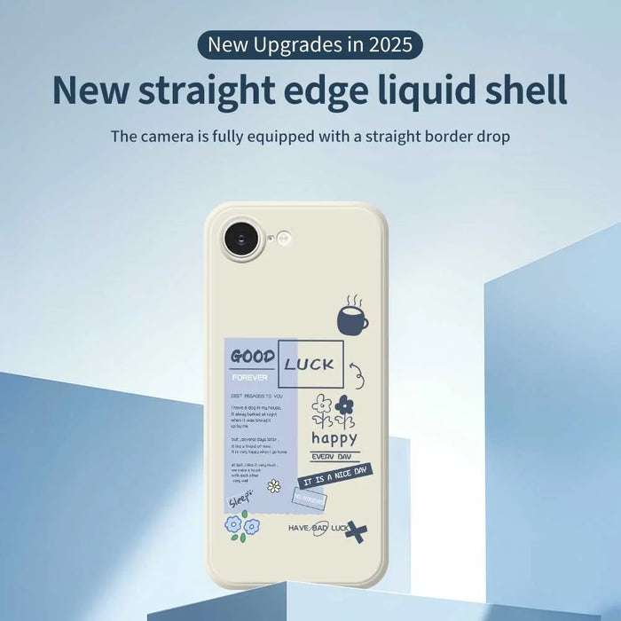 For iPhone 17e / 16e Case Good Luck Notes Pattern Printing Straight Edge TPU Phone Back Cover - Beige - 2