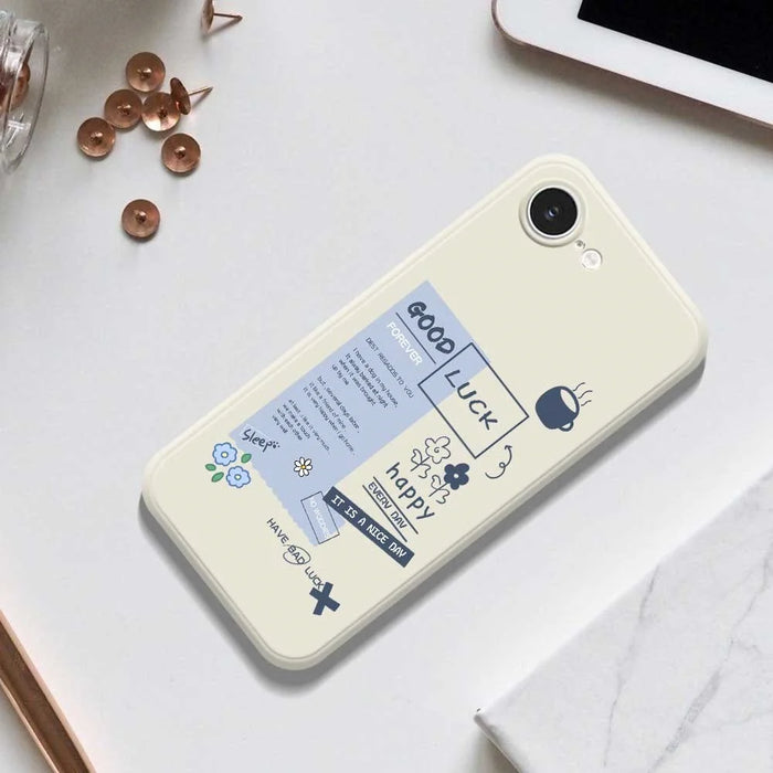 For iPhone 17e / 16e Case Good Luck Notes Pattern Printing Straight Edge TPU Phone Back Cover - Beige - 6