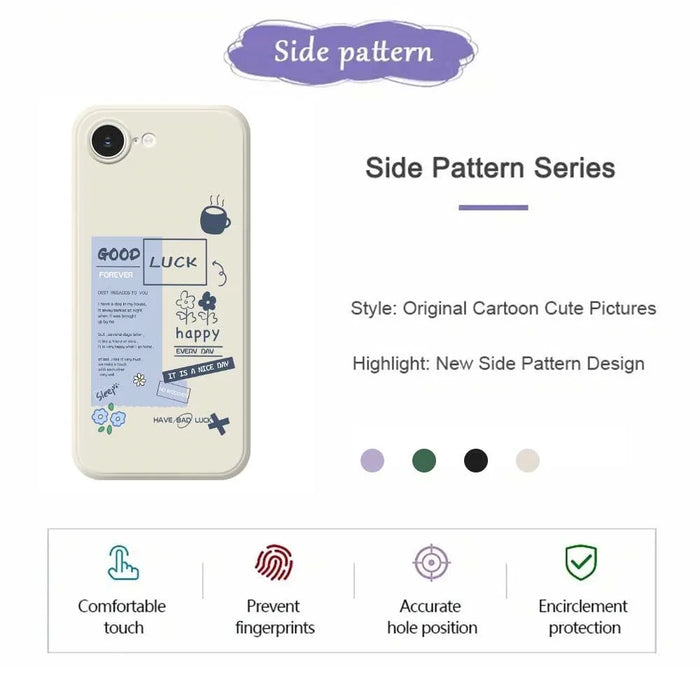 For iPhone 17e / 16e Case Good Luck Notes Pattern Printing Straight Edge TPU Phone Back Cover - Beige - 7