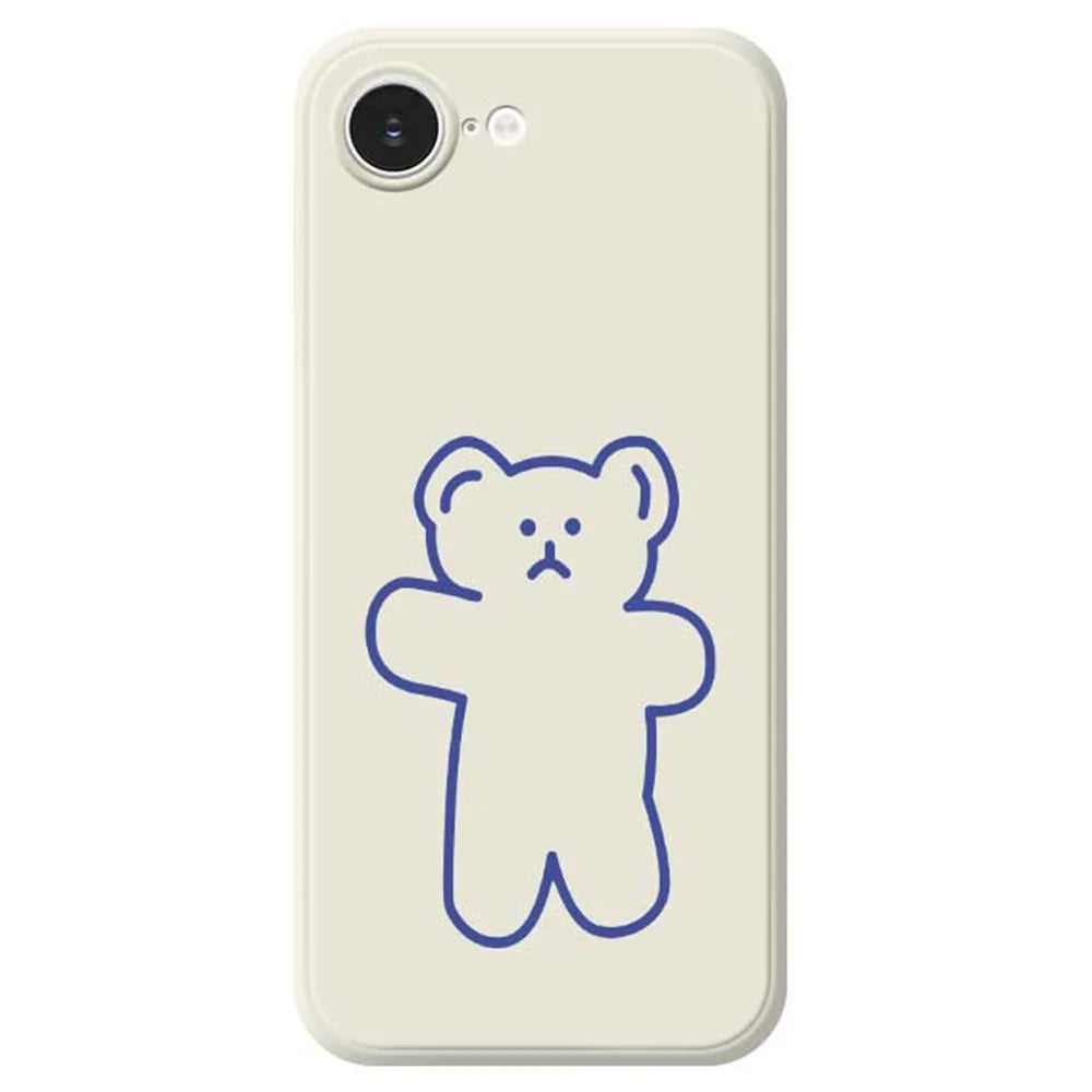 For iPhone 17e / 16e Case Simple Bear Pattern Printing Straight Edge TPU Phone Back Cover - Beige - 1