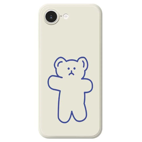 For iPhone 17e / 16e Case Simple Bear Pattern Printing Straight Edge TPU Phone Back Cover - Beige - 1