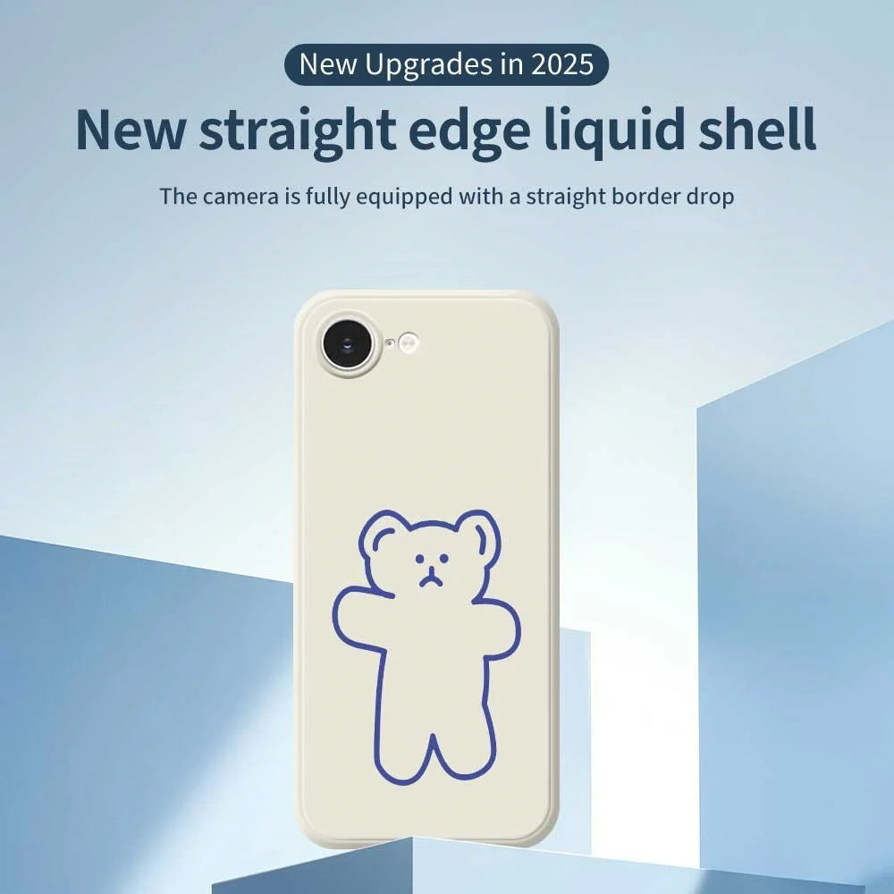 For iPhone 17e / 16e Case Simple Bear Pattern Printing Straight Edge TPU Phone Back Cover - Beige - 2