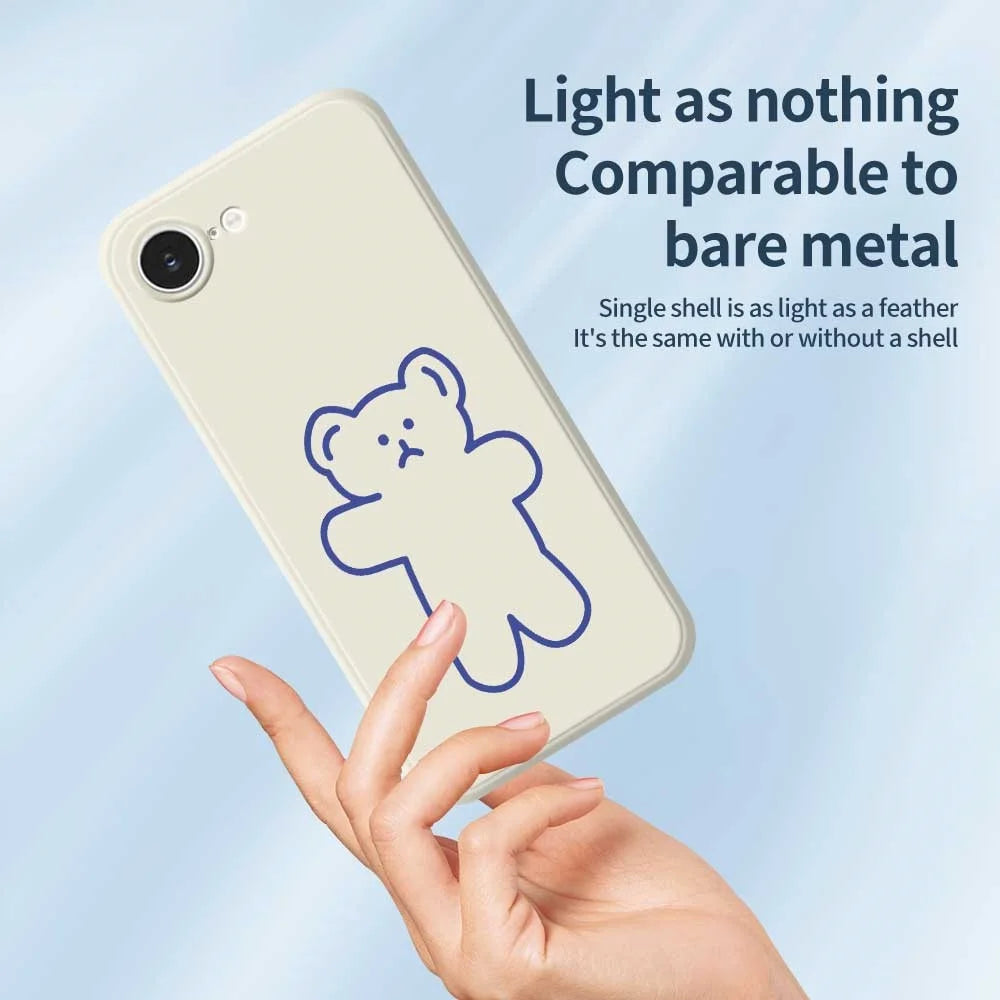 For iPhone 17e / 16e Case Simple Bear Pattern Printing Straight Edge TPU Phone Back Cover - Beige - 3