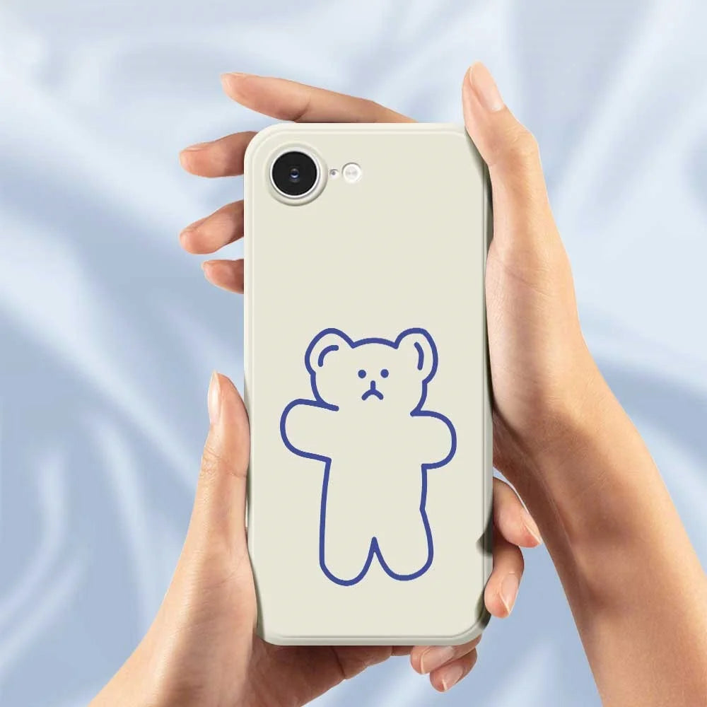 For iPhone 17e / 16e Case Simple Bear Pattern Printing Straight Edge TPU Phone Back Cover - Beige - 4