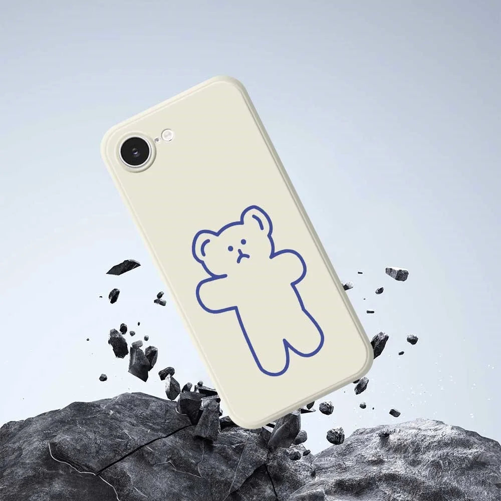 For iPhone 17e / 16e Case Simple Bear Pattern Printing Straight Edge TPU Phone Back Cover - Beige - 5