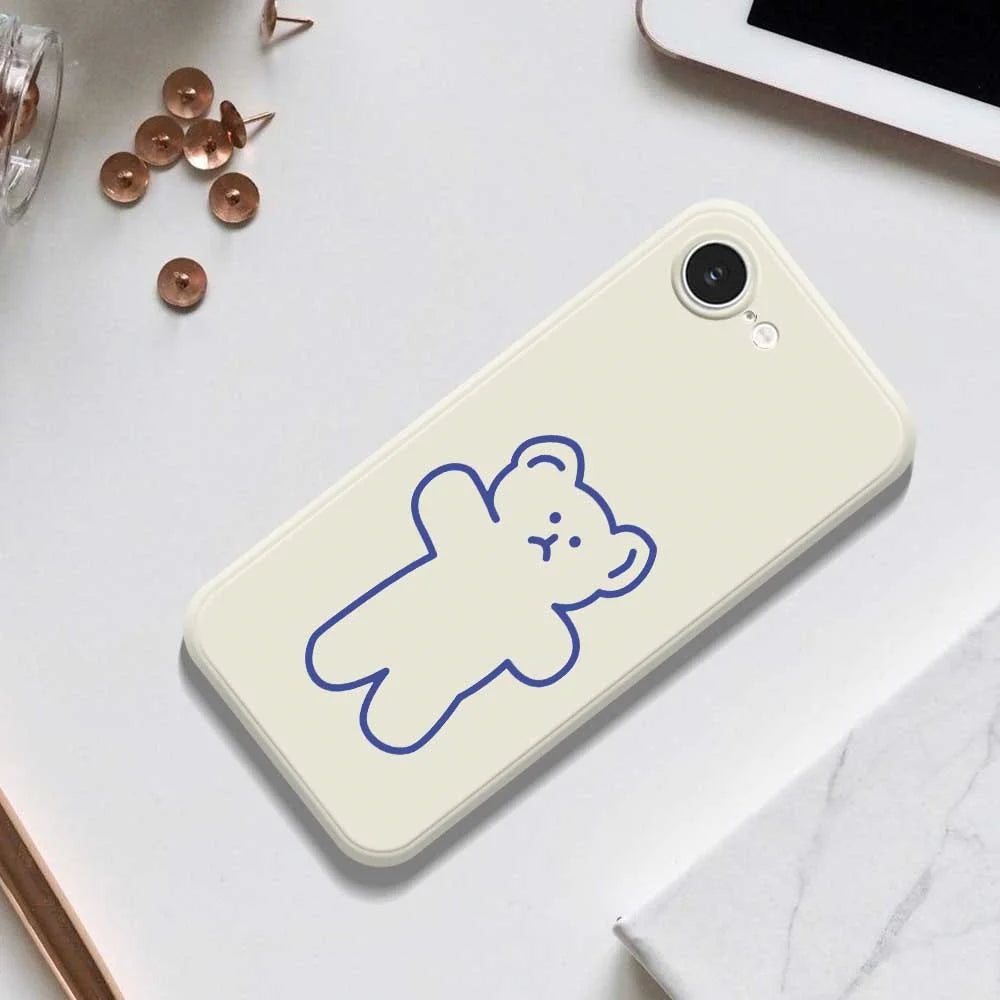 For iPhone 17e / 16e Case Simple Bear Pattern Printing Straight Edge TPU Phone Back Cover - Beige - 6